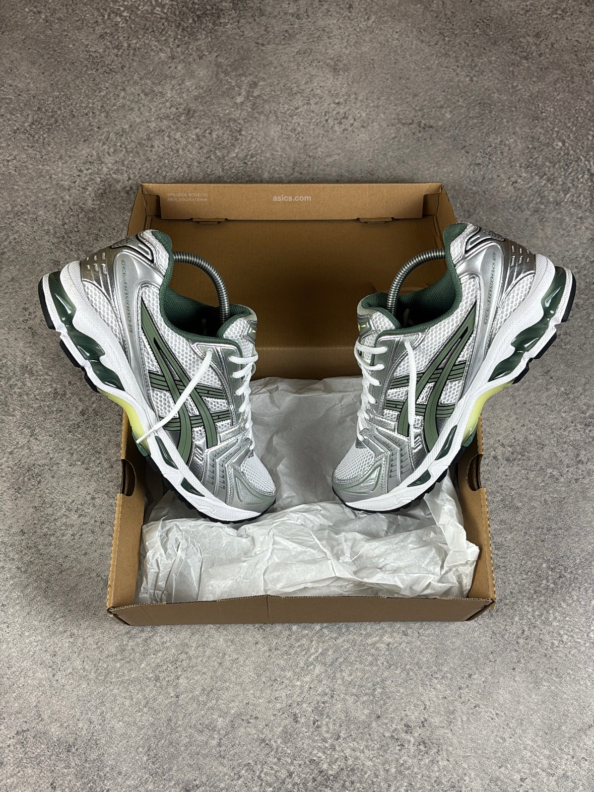 ASICS GEL-KAYANO 14 White Slate Grey — in box