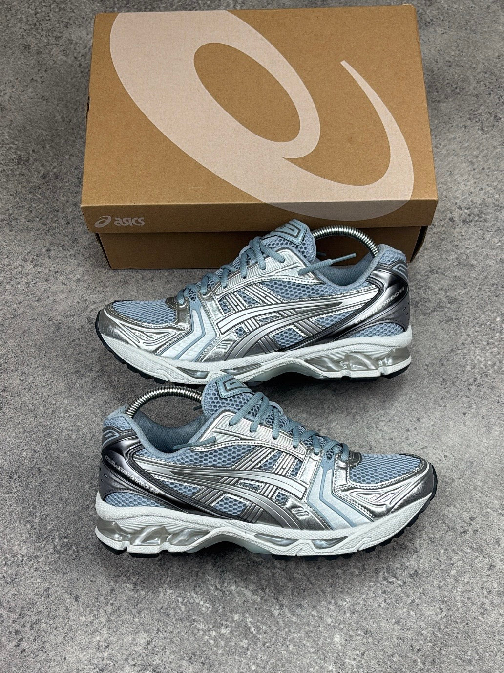 ASICS GEL-KAYANO 14 Dolphin Grey Pure Silver — pair with box